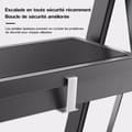 Miniatyrbild 3 av 6: Sju Comfort-Escabeau 3 steg - Fällbar med Antislips Pedal - 150KG Stabil Stål Stege - Svart