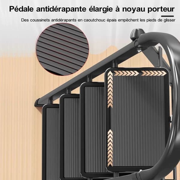 Sju Comfort-Escabeau 3 steg - Fällbar med Antislips Pedal - 150KG Stabil Stål Stege - Svart