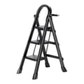 Miniatyrbild 1 av 6: Sju Comfort-Escabeau 3 steg - Fällbar med Antislips Pedal - 150KG Stabil Stål Stege - Svart