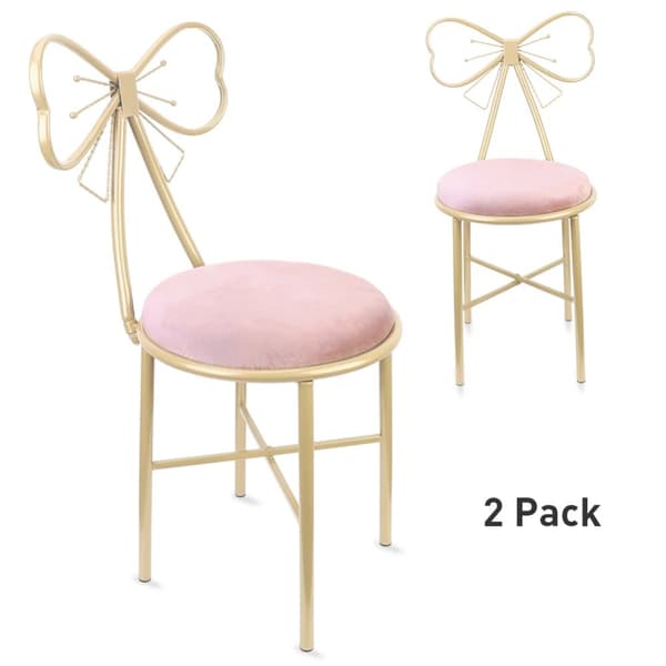 Pukeutumistuoli, perhonen selkänoja, samettikangas, Pinkki
