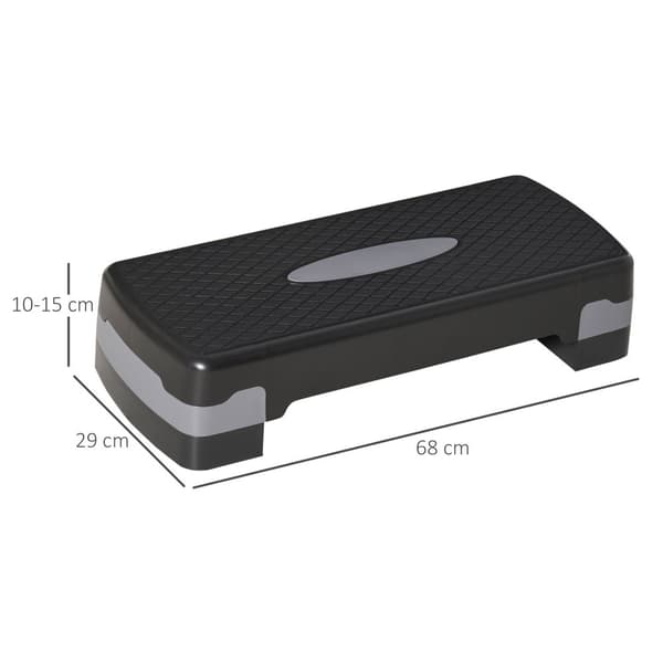 Aerobic Fitness Step Bræt, 68x29x15 cm, Sort Grå