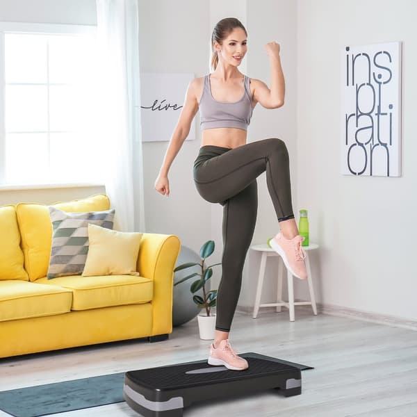 Aerobic Fitness Step Bræt, 68x29x15 cm, Sort Grå