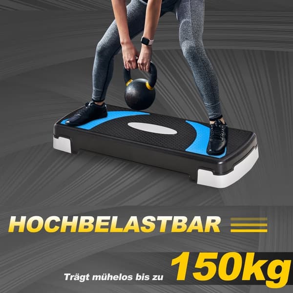 Aerobisk Stepper, 80x31x10-20 cm, Ljusblå