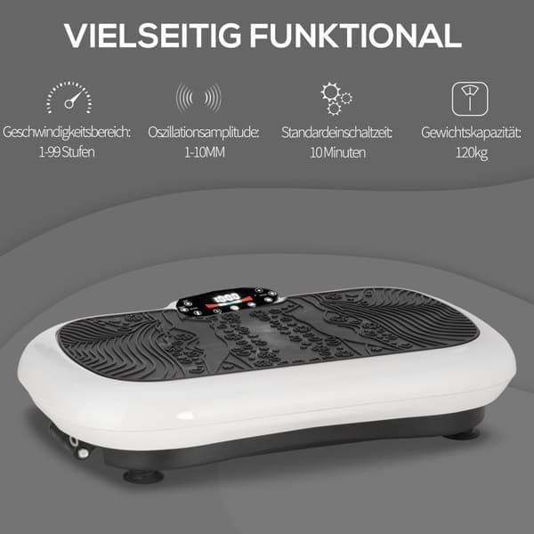 Vibrationsplatta Fitnessapparat, 73x40x13 cm, Svart och Vit