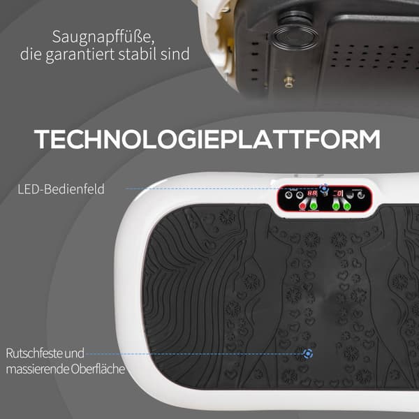 Vibrationsplatta Fitnessapparat, 73x40x13 cm, Svart och Vit
