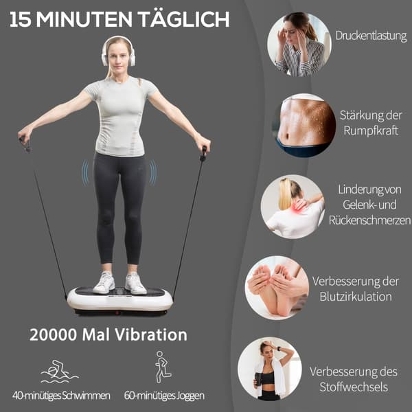 Vibrationsplatta Fitnessapparat, 73x40x13 cm, Svart och Vit