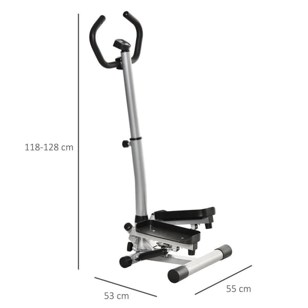 Stepper Træningsmaskine, 55x53x118-128 cm, Sort og Sølv