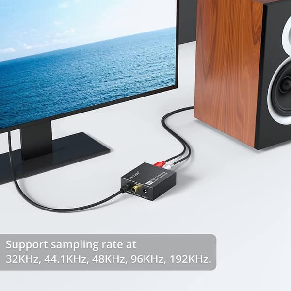 NÖRDIC 192kHz digital til analog lydkonverter, Toslink og koaksial til RCA L / R og 3,5 mm Aux D / A omformer