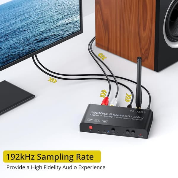 Digital til analog konverter med Bluetooth, 192 khz DAC stereo