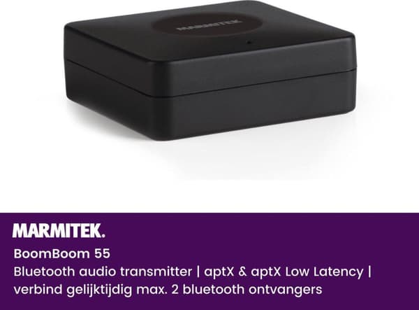 Marmitek BoomBoom 55 - Ljudsändare | Bluetooth | ansluta upp till 2 Bluetooth-mottagare samtidigt
