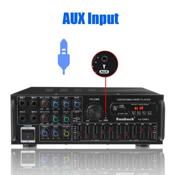 Sunbuck hi-fi förstärkare 2000 watt stereo effektförstärkare 2-kanals förstärkare bluetooth 5.0 audio stereo effektförstärkare