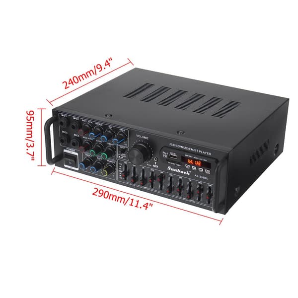 Sunbuck hi-fi förstärkare 2000 watt stereo effektförstärkare 2-kanals förstärkare bluetooth 5.0 audio stereo effektförstärkare