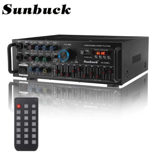 Sunbuck hi-fi forstærker 2000 watt stereo effektforstærker 2-kanals forstærker bluetooth 5.0 audio stereo effektforstærker