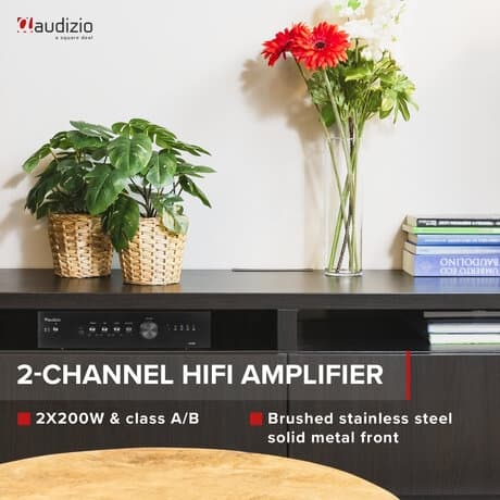 Audizio AD200B stereoförstärkare - 2.1 hi-fi förstärkare med Bluetooth - Svart