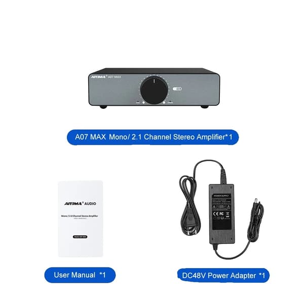Stereo-vahvistin, 300W×2 lähtö, D-luokan digitaaliteknologia, DC48V EU-pistokkeella