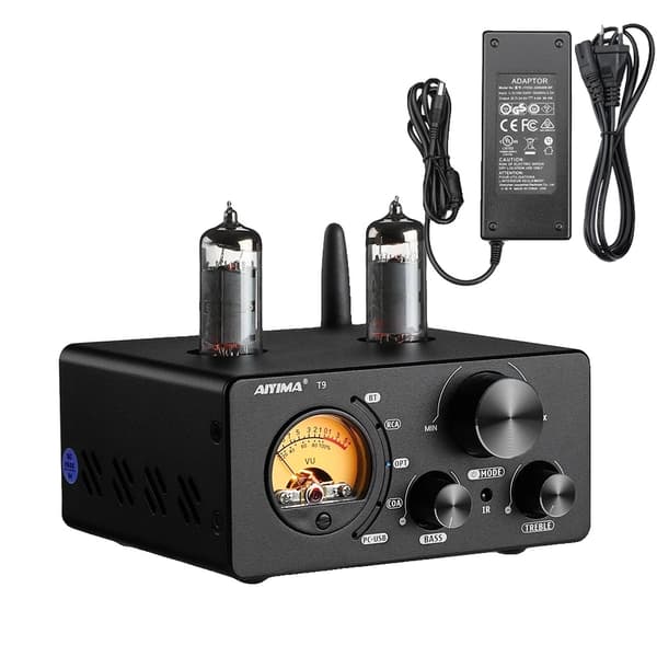 HejFi Rör Förstärkare, 100W Effektutgång, Dubbelkanals Stereo, Bluetooth 5.0 Anslutning,T9 Rörförstärkare EU