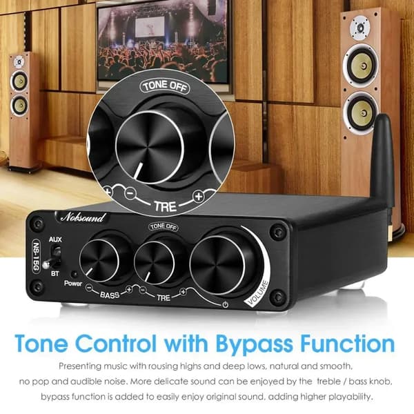 Nobsound Mini Bluetooth-forstærker, 100W pr. kanal, dual TPA3116 chips, HiFi-lyd