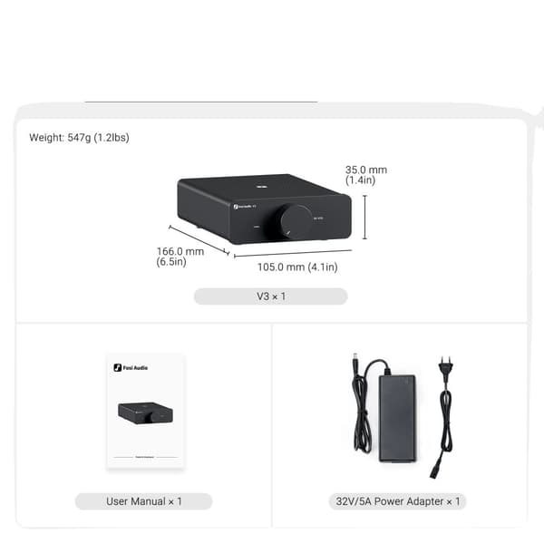 Stereo Effektforstærker, 300W x2 Udgange, Lav Forvrængning,V3 med 32V