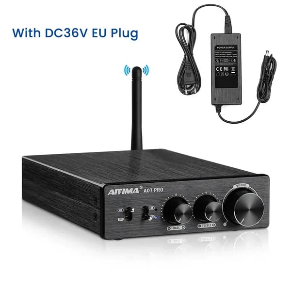 Bluetooth-förstärkare, 300W x 2 utgångseffekt, 2.0-kanal, RCA- och Bluetooth-ingångar,Med DC36V EU-kontakt