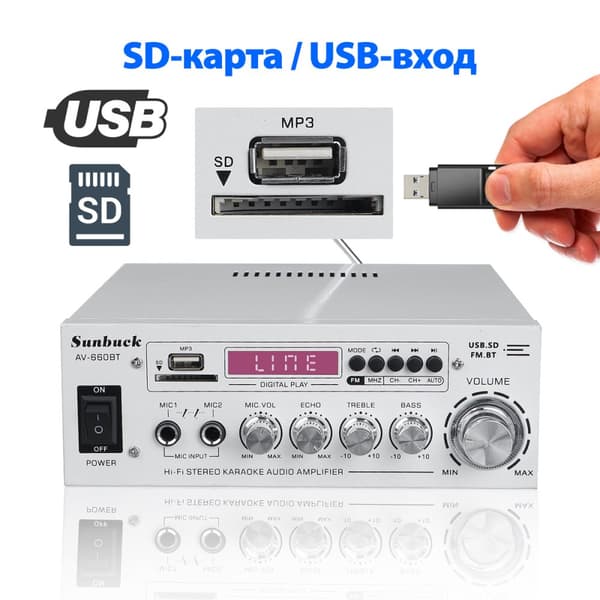 Bluetooth Effektförstärkare, 1200W Nominell Effekt, 5-Bands EQ Mixer, Dubbel Mikrofoningångar