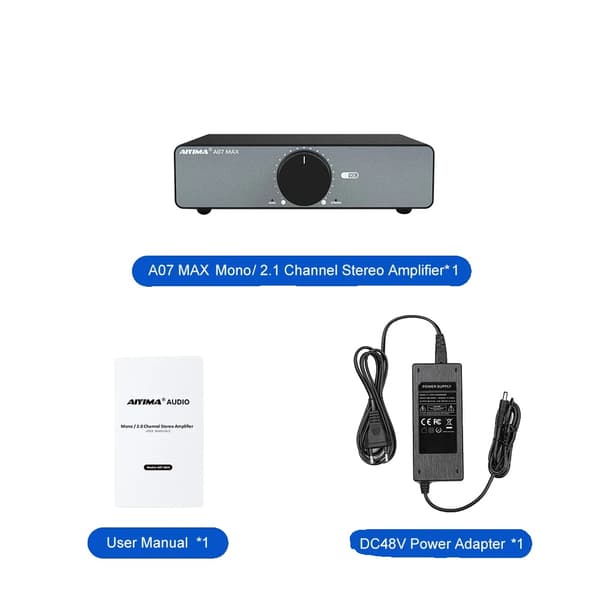 Stereo Förstärkare, 300W×2 Utgång, Klass D Digital Teknologi, Med DC48V EU-kontakt