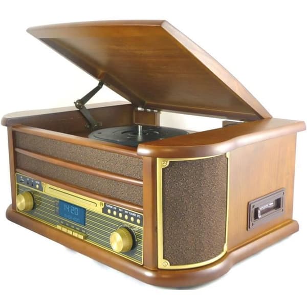 INOVALLEY RETRO29E-N Vinyl Hifi-system i retrostil - Bluetooth 5.0 - 2x20W - CD / K7 ljudspelare - FM-radio - 2 USB-portar
