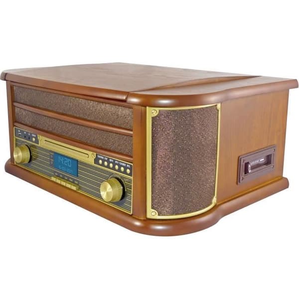 INOVALLEY RETRO29E-N Vinyl Hifi-system i retrostil - Bluetooth 5.0 - 2x20W - CD / K7 ljudspelare - FM-radio - 2 USB-portar
