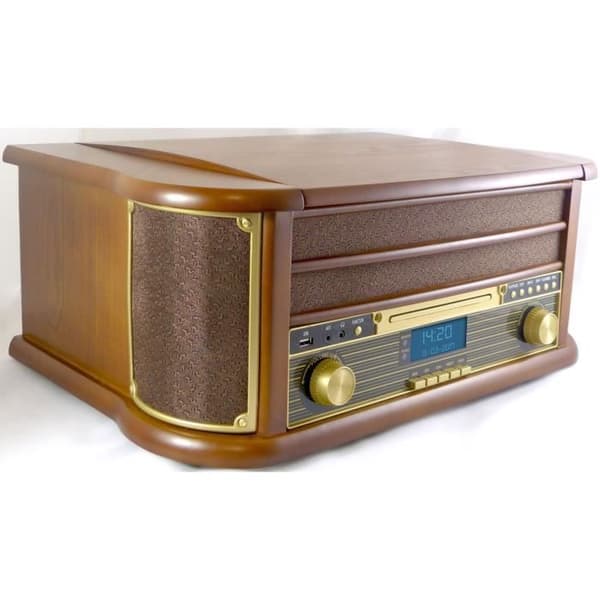 INOVALLEY RETRO29E-N Vinyl Hifi-system i retrostil - Bluetooth 5.0 - 2x20W - CD / K7 ljudspelare - FM-radio - 2 USB-portar