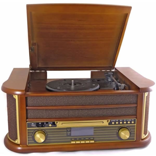 INOVALLEY RETRO29E-N Vinyl Hifi-system i retrostil - Bluetooth 5.0 - 2x20W - CD / K7 ljudspelare - FM-radio - 2 USB-portar