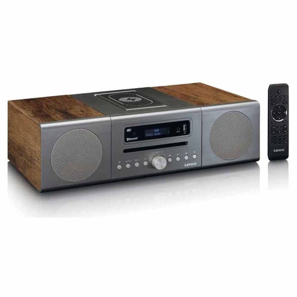 Lenco Mikro Hi-fi Mc-175 Harmaa Hopea, Puu