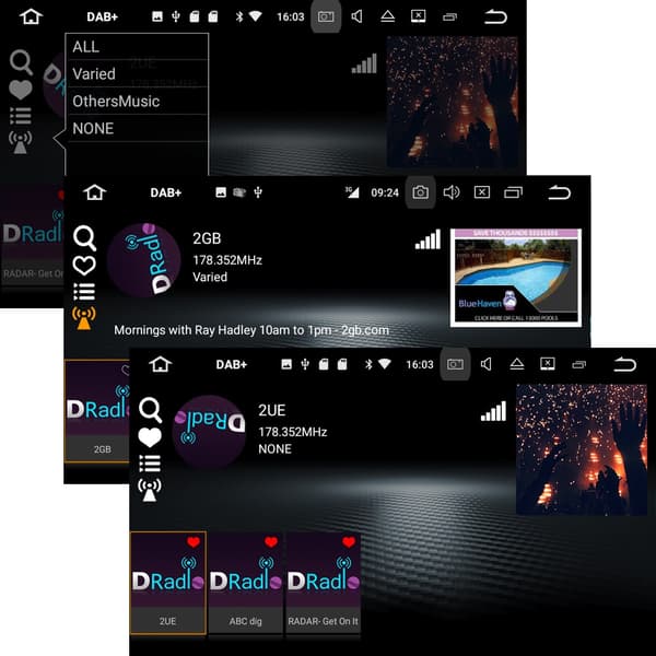 Auton DAB+ -radiovastaanotin, antenni digitaalinen viritin, Android-stereosoitin