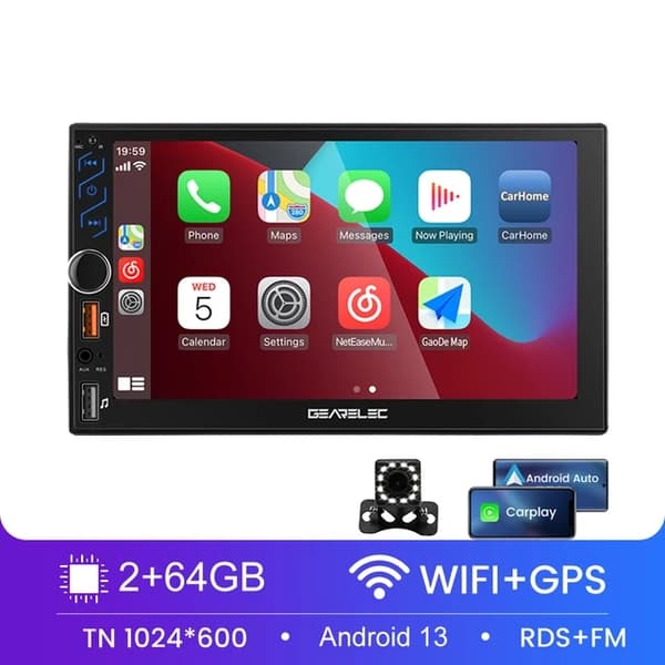 Autosoitin, Android 13, Carplay-integrointi, HD-kosketusnäyttö, 2-32GB KAMERA
