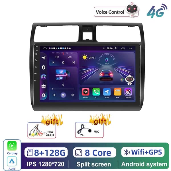 Autosoitin, Android-yhteensopivuus, GPS-navigointi, 8-128GB