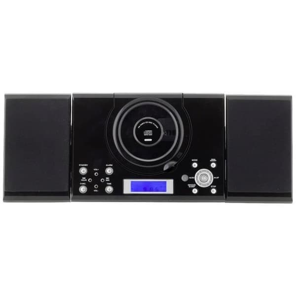 Roxx MC 201 Stereosystem AUX, CD, FM, med fjärrkontroll, med högtalarbox, väckarklocka funktion svart