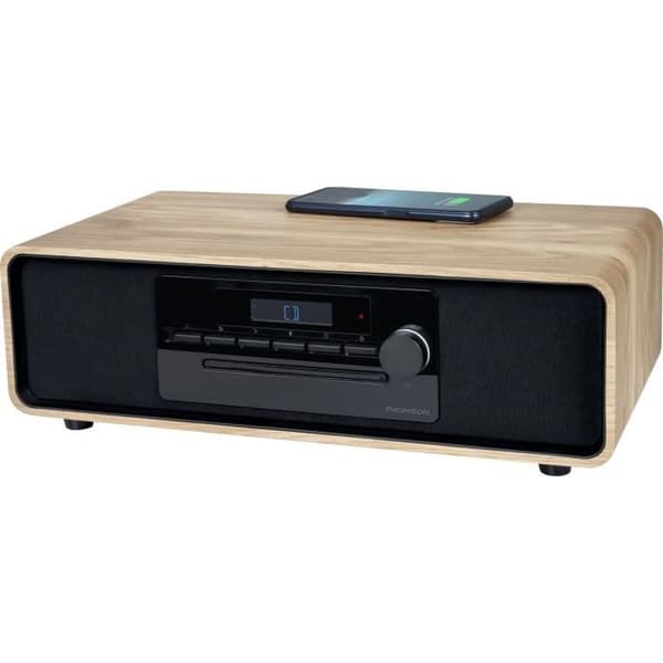 Bluetooth mikrosystem - THOMSON - Svart - FM/CD/MP3/USB/Induktionsradio, 60W, Equalizer, Fjärrkontroll, Strömförsörjning. 230V