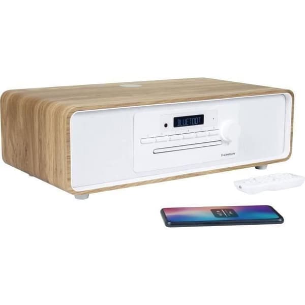 Bluetooth mikrosystem - THOMSON - Vit och svart - FM/CD/MP3/USB-radio, 60W, Equalizer