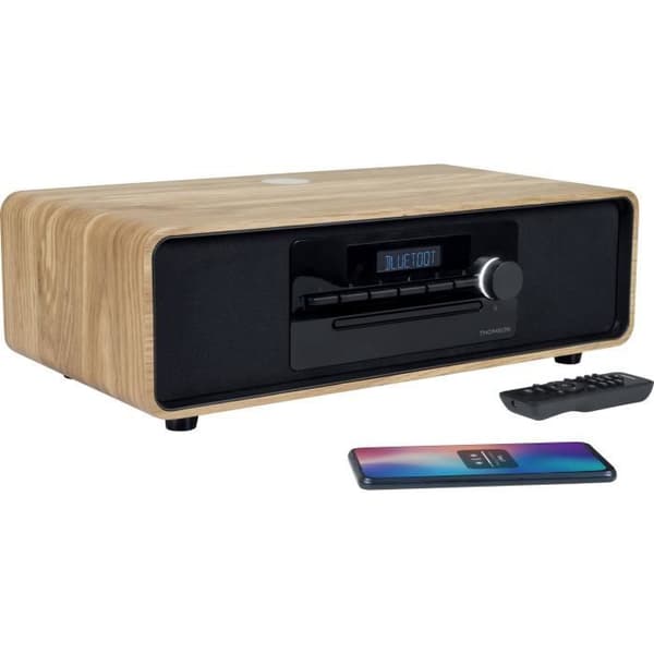 Bluetooth mikrosystem - THOMSON - Svart - FM/CD/MP3/USB/Induktionsradio, 60W, Equalizer, Fjärrkontroll, Strömförsörjning. 230V