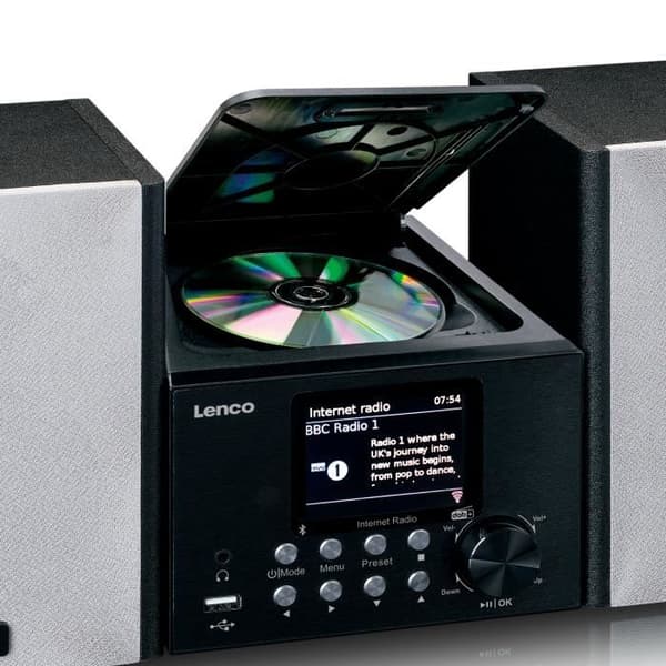 Lenco MC-250BK - Mikrosystem med smart radio, CD/USB-spelare, internet, DAB+, Bluetooth® - Svart