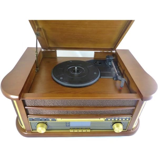 INOVALLEY RETRO29E-N Vinyl Hifi-system i retrostil - Bluetooth 5.0 - 2x20W - CD / K7 ljudspelare - FM-radio - 2 USB-portar