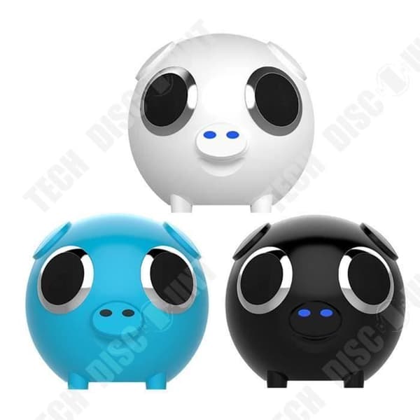 TD® Cute Pig Shape Dual Speaker Bluetooth Speaker Power Bank Support Radiohögtalare vit