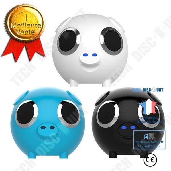TD® Cute Pig Shape Dual Speaker Bluetooth Speaker Power Bank Support Radiohögtalare vit
