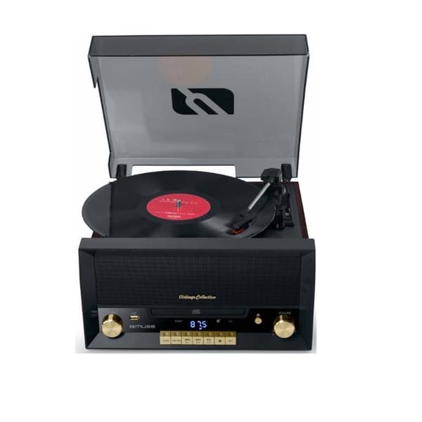 Vintage 20W CD Hifi-system med vinyl skivspelare - CD/FM/USB/AUX - Svart - MUSE