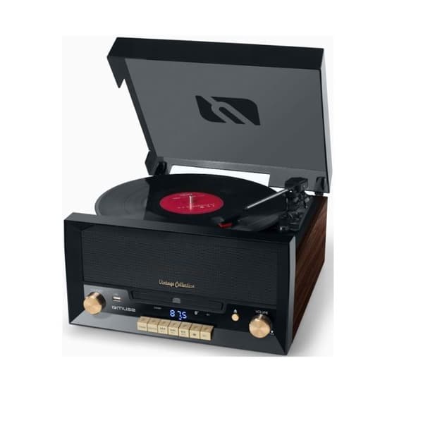 Vintage 20W CD Hifi-system med vinyl skivspelare - CD/FM/USB/AUX - Svart - MUSE
