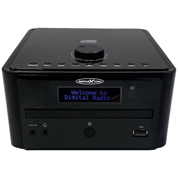 Reflexion HIF79DAB Stereosystem DAB+, FM, MP3, CD, AUX, USB, Bluetooth, med fjärrkontroll, med svart högtalarlåda