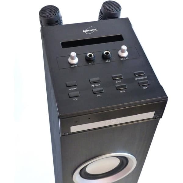 Inovalley HP49CD - Bluetooth ljudtorn - CD-spelare och karaokefunktion - 100W - FM-radio - USB-port - Aux-ingång - Svart