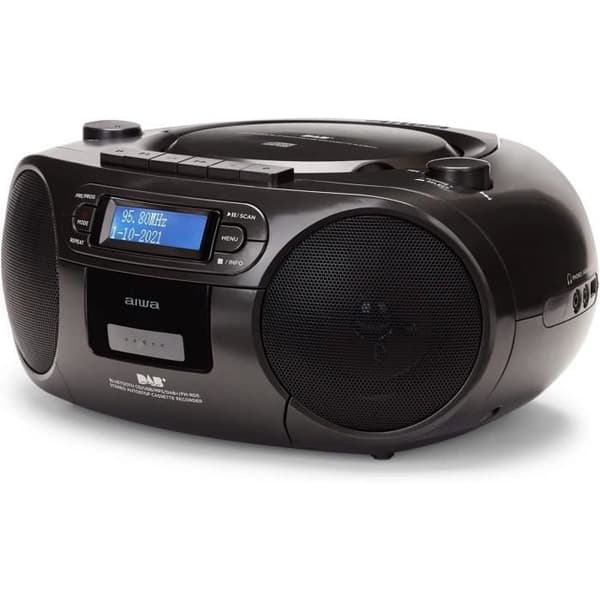 Aiwa BBTC-660DAB/BK Svart Bärbar Hi-Fi-radio med CD, kastdäck, Bluetooth, DAB+, USB