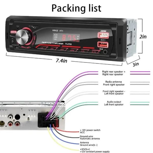 Bilstereo MP3-spelare Bluetooth FM-radio Billjudsystem TF-kort U-disk