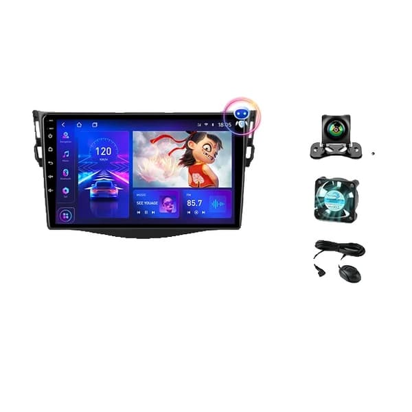 Bilradio, Android 12, Carplay-integration, GPS-navigation, T10-1 Fläkt-Kamera