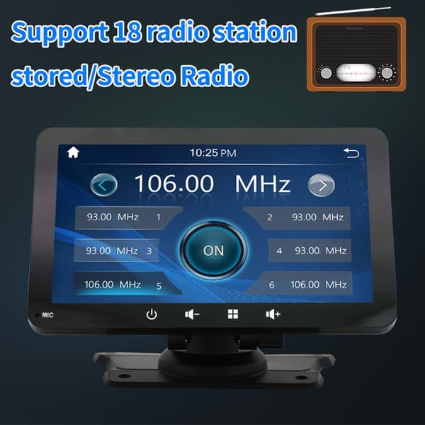 7" trådløs Carplay Android Auto Bluetooth GPS MP5 sugekopp bilstereo