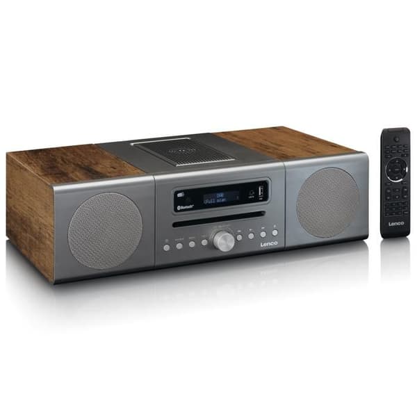 Lenco MC-175SI - Mikroset med DAB, FM, CD, 2 USB, Bluetooth®, QI, RC - Silver